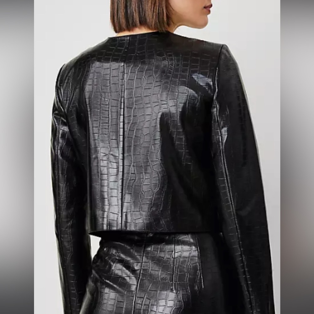Ann Taylor Croc Faux Leather jacket petite - Picture 4 of 9